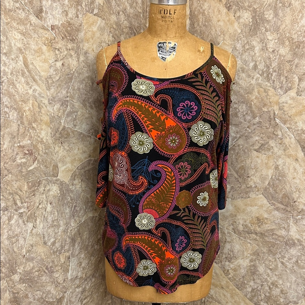 Colorful Paisley Off-Shoulder Tunic